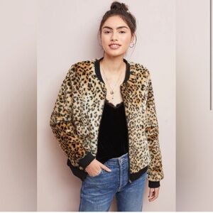 Cheetah Anthropologie Bomber. Size Small. Lightly worn.